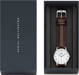 Daniel Wellington Dapper Bristol White Dial Brown Leather Strap Watch For Women - DW00100098 Buy Now By Daniel Wellington
