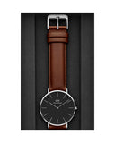 Daniel Wellington Classic St Mawes Black Dial Brown Leather Strap Watch For Men - DW00100130