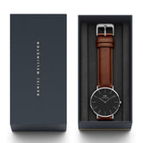 Daniel Wellington Classic St Mawes Black Dial Brown Leather Strap Watch For Men - DW00100130
