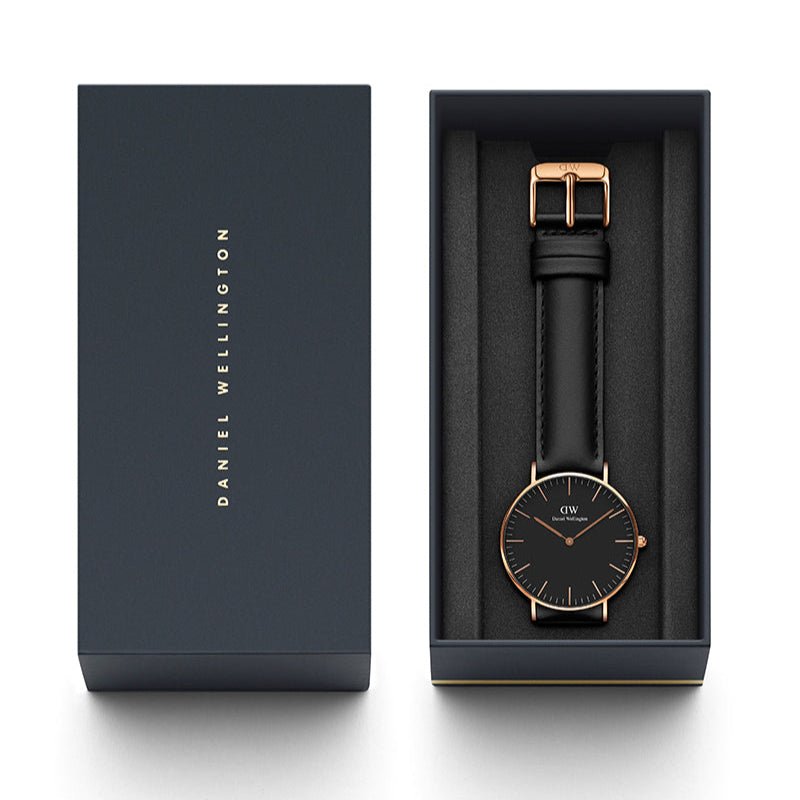 Daniel Wellington Classic Sheffield Black Dial Black Leather Strap Watch For Women - DW00100139 Buy Now By Daniel Wellington
