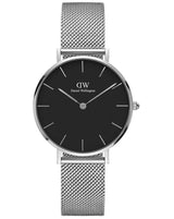 Daniel Wellington Classic Petite Sterling Black Dial Silver Mesh Bracelet Watch For Women - DW00100162 Buy Now By Daniel Wellington