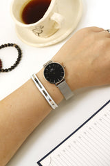 Daniel Wellington Classic Petite Sterling Black Dial Silver Mesh Bracelet Watch For Women - DW00100162 Buy Now By Daniel Wellington