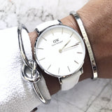 Daniel Wellington Petite Bondi White Dial White Leather Strap Watch For Women - DW00100190