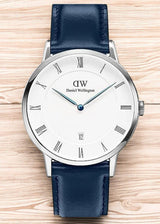 Daniel Wellington Dapper Somerset White Dial Blue Leather Strap Watch For Men - DW00100192 Buy Now By Daniel Wellington