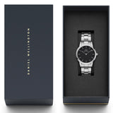 Daniel Wellington Iconic Link Black Dial Silver Steel Strap Watch For Women - DW00100206