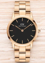 Daniel Wellington Iconic Link Black Dial Rose Gold Steel Strap Watch for Women - DW00100210 Buy Now By Daniel Wellington