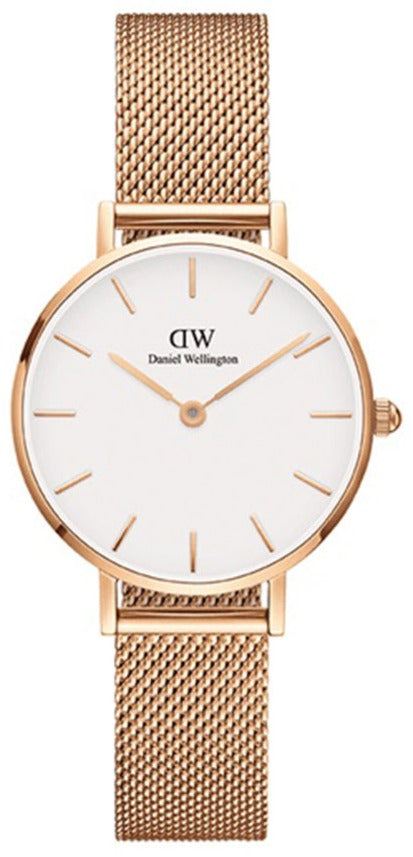 Daniel Wellington Classic Petite White Dial Rose Gold Mesh Bracelet Watch For Women - DW00100219 Buy Now By Daniel Wellington