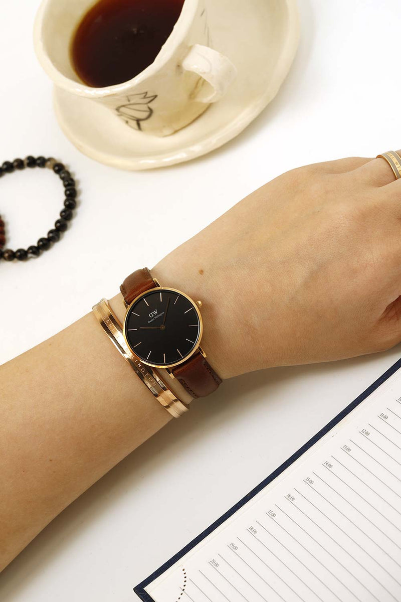 Daniel Wellington Classic Petite St Mawes Black Dial Brown Leather Strap Watch For Women - DW00100225 Buy Now By Daniel Wellington