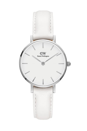Daniel Wellington Petite Bondi White Dial White Leather Strap Watch For Women - DW00100250