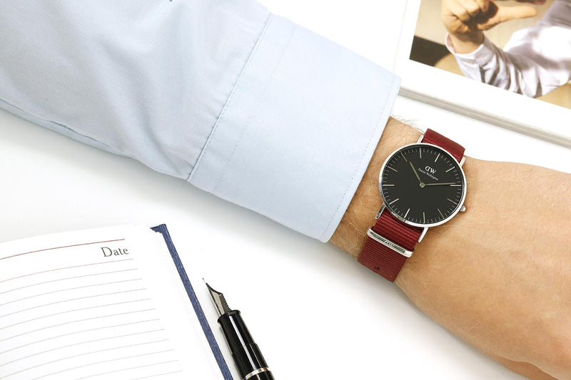 Daniel Wellington Classic Roselyn Black Dial Maroon Nylon Strap Watch For Women - DW00100274 Buy Now By Daniel Wellington