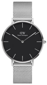 Daniel Wellington Petite Sterling Black Dial Silver Mesh Bracelet Watch For Women - DW00100304 Buy Now By Daniel Wellington