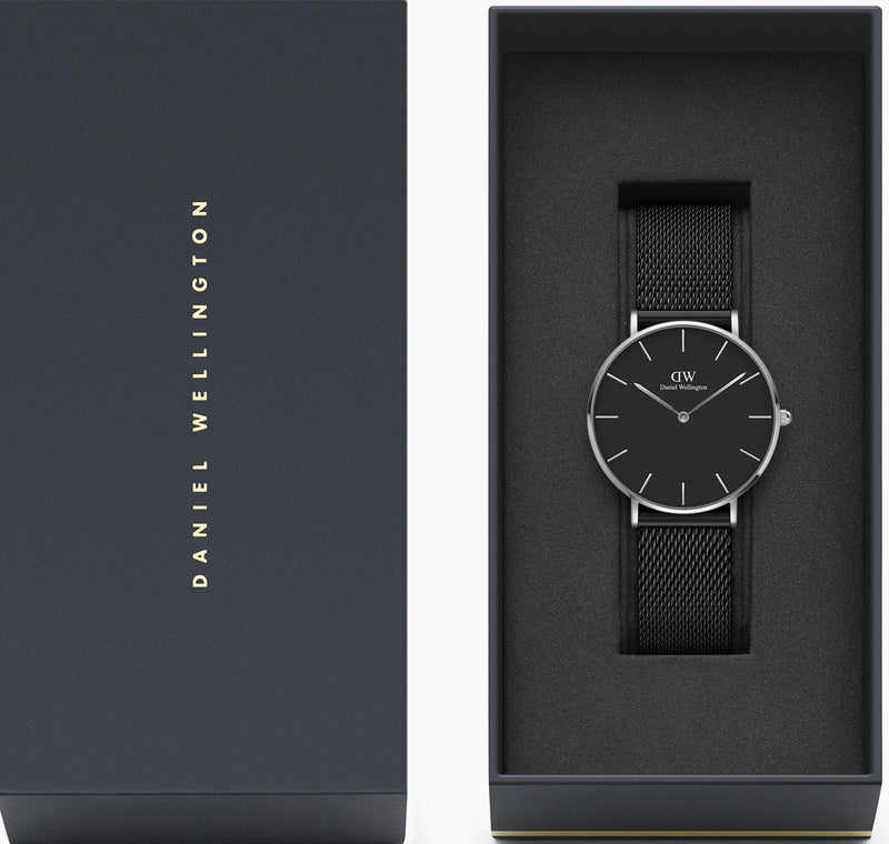 Daniel Wellington Petite Ashfield Black Dial Black Mesh Strap Watch For Women - DW00100308 Buy Now By Daniel Wellington