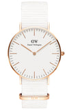 Daniel Wellington Classic Dover White Dial White Nylon Strap Watch For Women - DW00100309