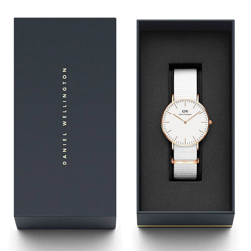 Daniel Wellington Classic Dover White Dial White Nylon Strap Watch For Women - DW00100309 Buy Now By Daniel Wellington