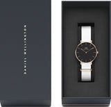 Daniel Wellington Classic Petite Dover Black Dial White NATO Strap Watch For Women - DW00100312 Buy Now By Daniel Wellington