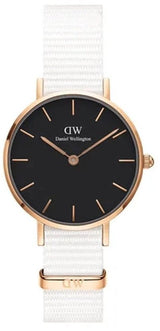 Daniel Wellington Classic Petite Dover Black Dial White NATO Strap Watch For Women - DW00100314 Buy Now By Daniel Wellington