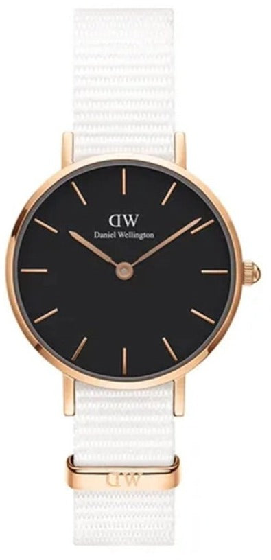 Daniel Wellington Classic Petite Dover Black Dial White NATO Strap Watch For Women - DW00100314 Buy Now By Daniel Wellington