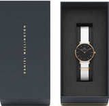 Daniel Wellington Classic Petite Dover Black Dial White NATO Strap Watch For Women - DW00100314 Buy Now By Daniel Wellington
