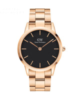 Daniel Wellington Iconic Link Black Dial Rose Gold Steel Strap Watch For Men - DW00100344 Buy Now By Daniel Wellington