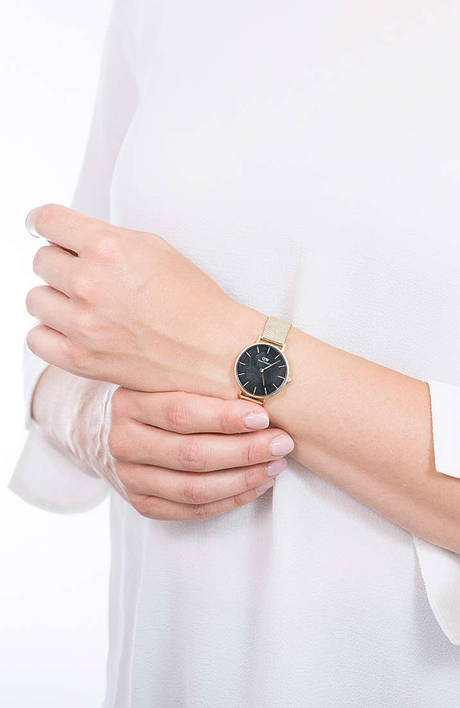 Daniel Wellington Classic Petite Evergold Black Dial Gold Mesh Bracelet Watch For Women - DW00100349 Buy Now By Daniel Wellington
