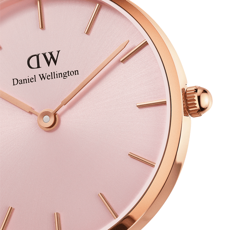 Daniel Wellington Petite Melrose Pink Dial Rose Gold Mesh Strap Watch For Women - DW00100367