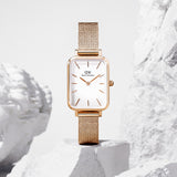 Daniel Wellington Quadro Melrose White Dial Gold Mesh Strap Watch For Women - DW00100431 Buy Now By Daniel Wellington