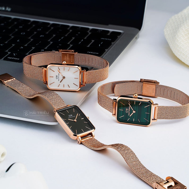Daniel Wellington Quadro Melrose White Dial Gold Mesh Strap Watch For Women - DW00100431 Buy Now By Daniel Wellington