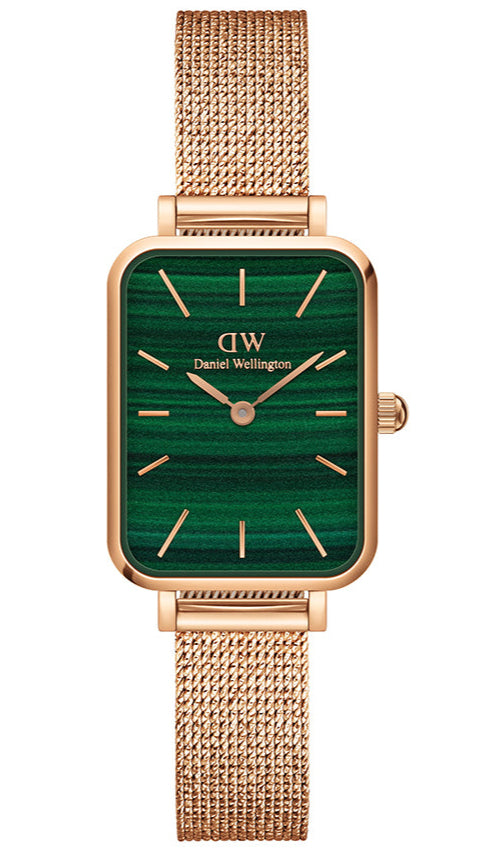 Daniel Wellington Quadro Melrose Green Dial Rose Gold Mesh Strap Watch For Women - DW00100437 Buy Now By Daniel Wellington
