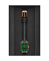 Daniel Wellington Quadro Pressed Sheffield Green Dial Black Leather Strap Watch For Women - DW00100439 Buy Now By Daniel Wellington
