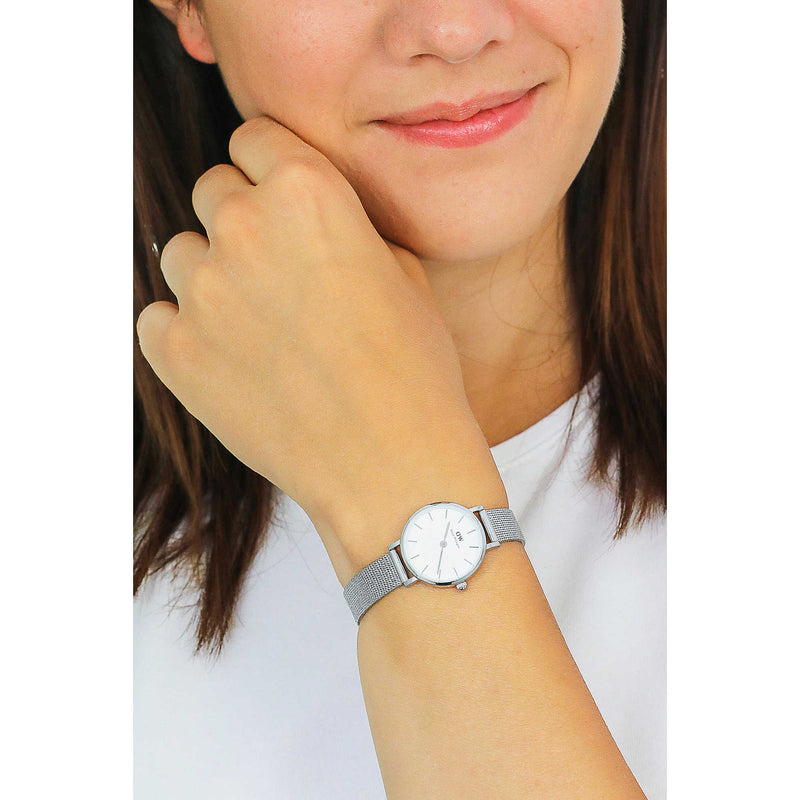 Shop Daniel Wellington Classic Petite Sterling White Dial Silver Mesh Bracelet Watch for Women - DW00100442 in USA
