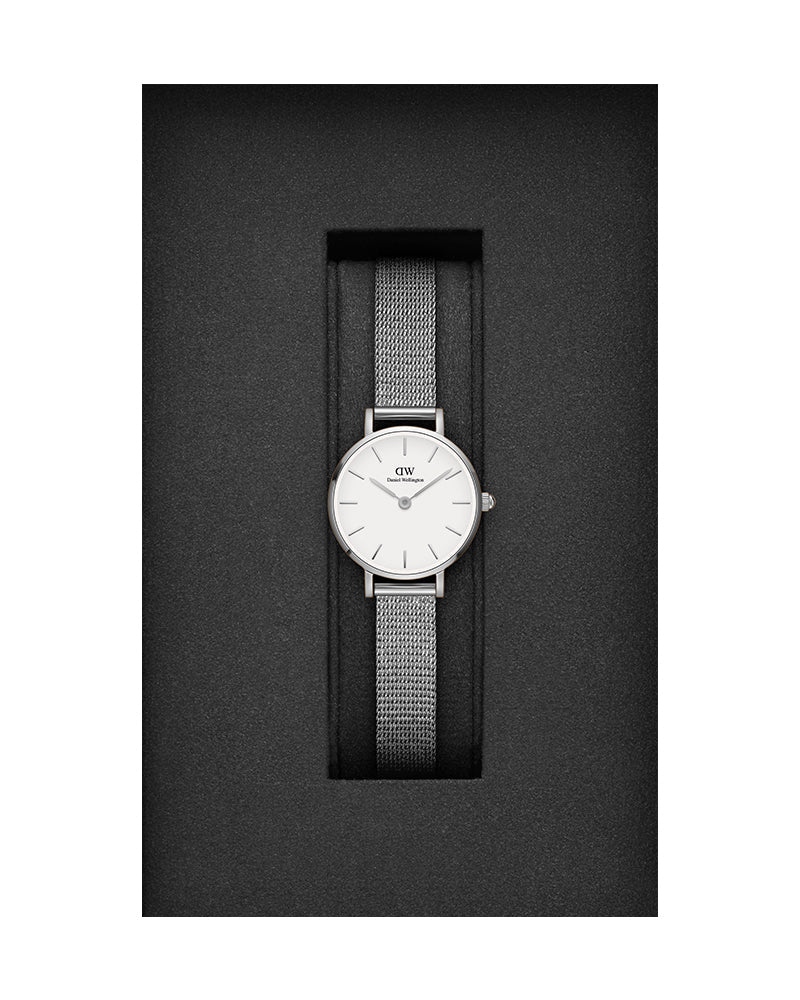 Shop Daniel Wellington Classic Petite Sterling White Dial Silver Mesh Bracelet Watch for Women - DW00100442 in USA