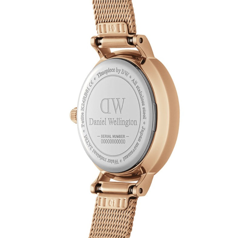 Shop Daniel Wellington Petite Pressed Melrose White Dial Gold Mesh Bracelet Watch For Women - DW00100447 in USA
