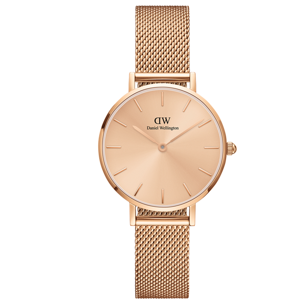 Daniel Wellington Petite Rose Gold Dial Rose Gold Mesh Strap Watch For Women - DW00100472 Buy Now By Daniel Wellington