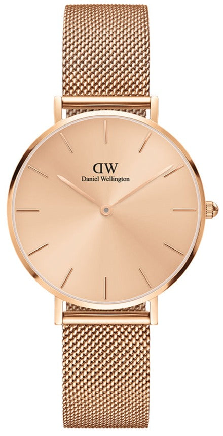 Daniel Wellington Petite Rose Gold Dial Rose Gold Mesh Bracelet Watch For Women - DW00100470 Buy Now By Daniel Wellington
