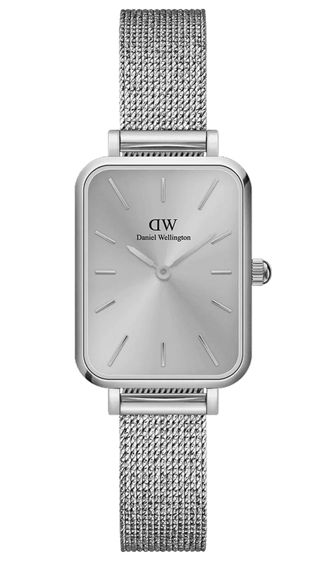 Daniel Wellington Quadro Unitone Silver Dial Silver Mesh Strap Watch For Women - DW00100486
