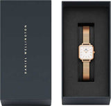 Daniel Wellington Quadro Studio White Dial Rose Gold Mesh Strap Watch For Women - DW00100517