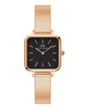 Daniel Wellington Quadro Studio Black Dial Rose Gold Mesh Strap Watch For Women - DW00100518