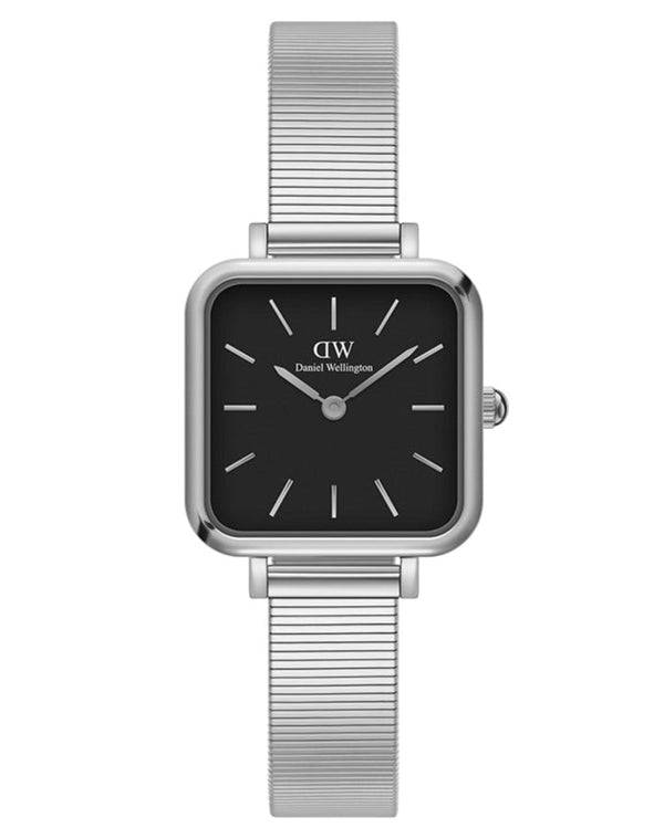 Daniel Wellington Quadro Studio Black Dial Silver Mesh Strap Watch For Women - DW00100522