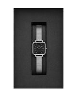 Daniel Wellington Quadro Studio Black Dial Silver Mesh Strap Watch For Women - DW00100522