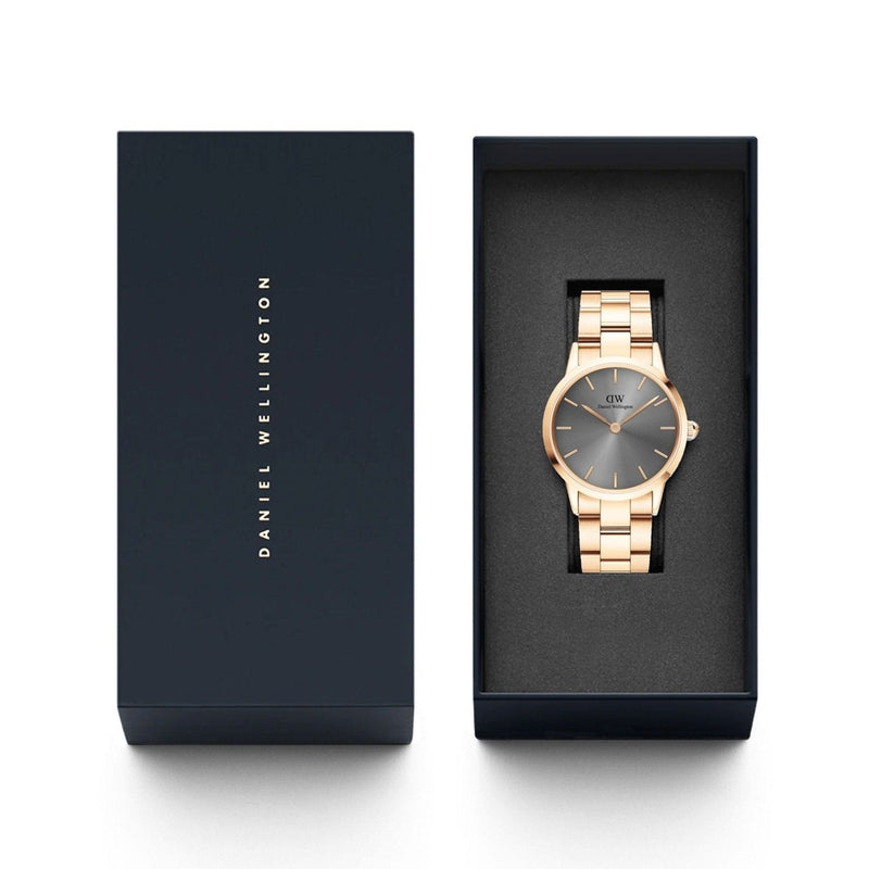 Daniel Wellington Iconic Link Grey Dial Gold Steel Strap Watch For Women - DW00100334 Buy Now By Daniel Wellington