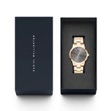 Daniel Wellington Iconic Link Grey Dial Gold Steel Strap Watch For Women - DW00100334
