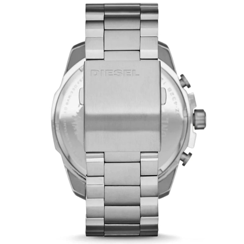 Diesel Mega Chief Chronograph White Dial Silver Steel Strap Watch For Men - DZ4328 Buy Now By Diesel