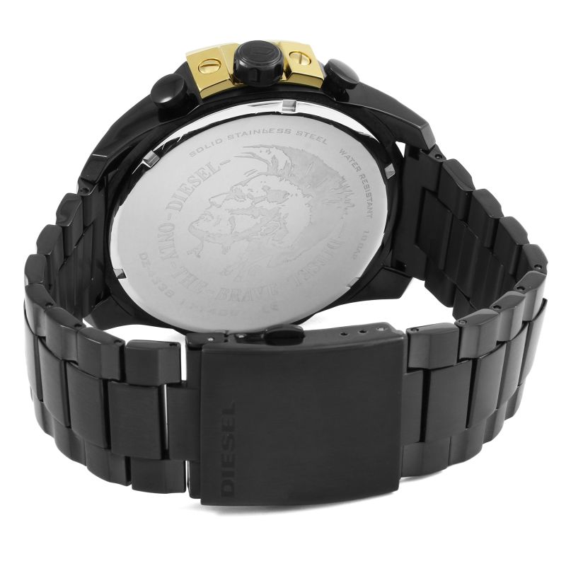 Diesel Mega Chief Chronograph Black Dial Black Steel Strap Watch For Men - DZ4338 Buy Now By Diesel