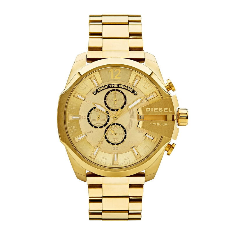 Diesel Mega Chief Chronograph Gold Dial Gold Steel Strap Watch For Men - DZ4360 Buy Now By Diesel