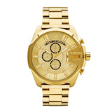 Diesel Mega Chief Chronograph Gold Dial Gold Steel Strap Watch For Men - DZ4360
