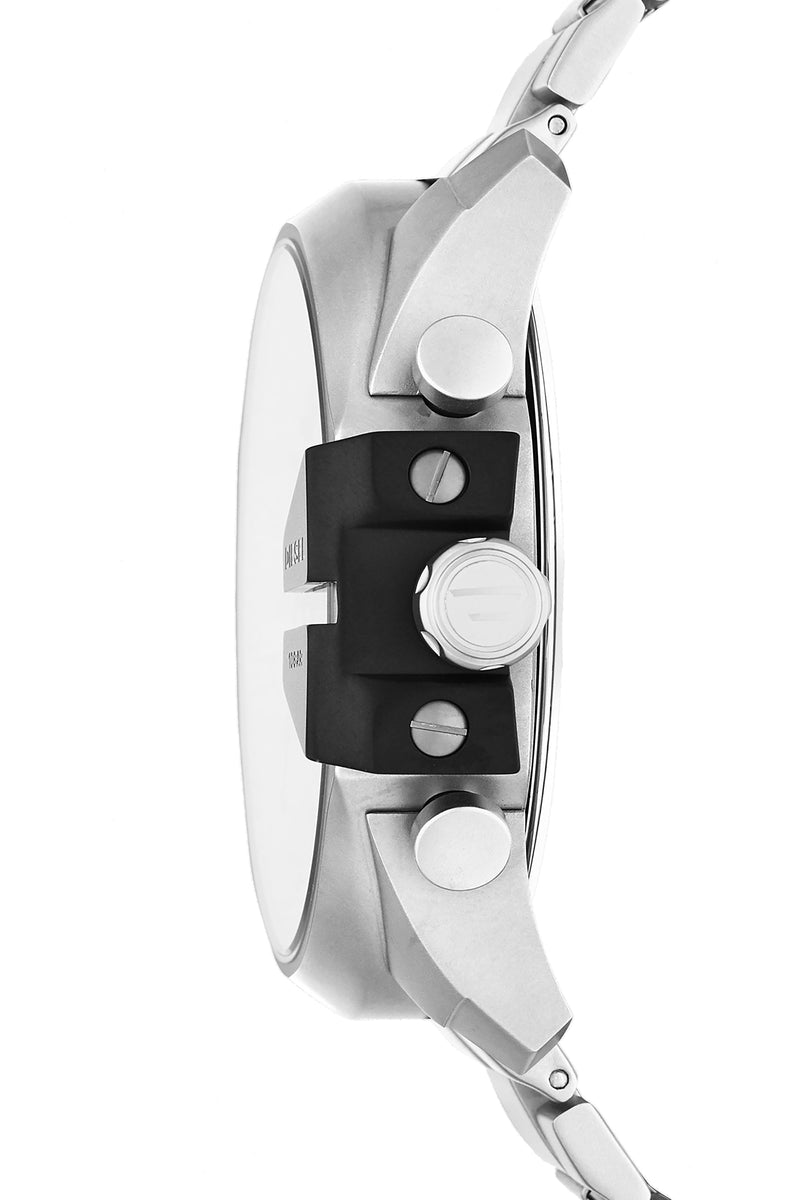 Diesel Mega Chief Chronograph Silver Dial Silver Steel Strap Watch For Men - DZ4501 Buy Now By Diesel