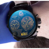 Diesel Big Daddy Blue Dial Black Leather Strap Watch For Men - DZ7127 Buy Now By Diesel
