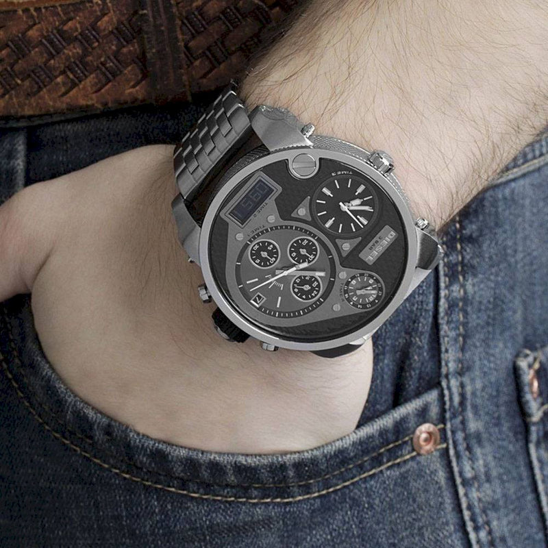 Diesel Mr Daddy 1.0 Black Dial Stainless Steel Stainless Watch For Men - DZ7221 Buy Now By Diesel