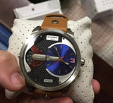 Diesel Mini Daddy Blue & Black Dial Brown Leather Strap Watch For Men - DZ7308 Buy Now By Diesel