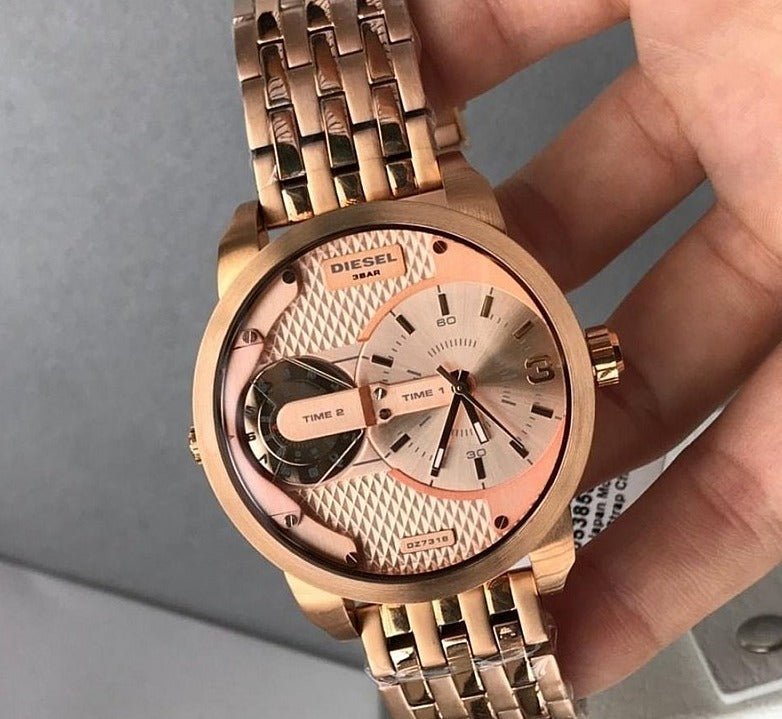Diesel Mini Daddy Rose Gold Dial Rose Gold Steel Strap Watch For Men - DZ7318 Buy Now By Diesel